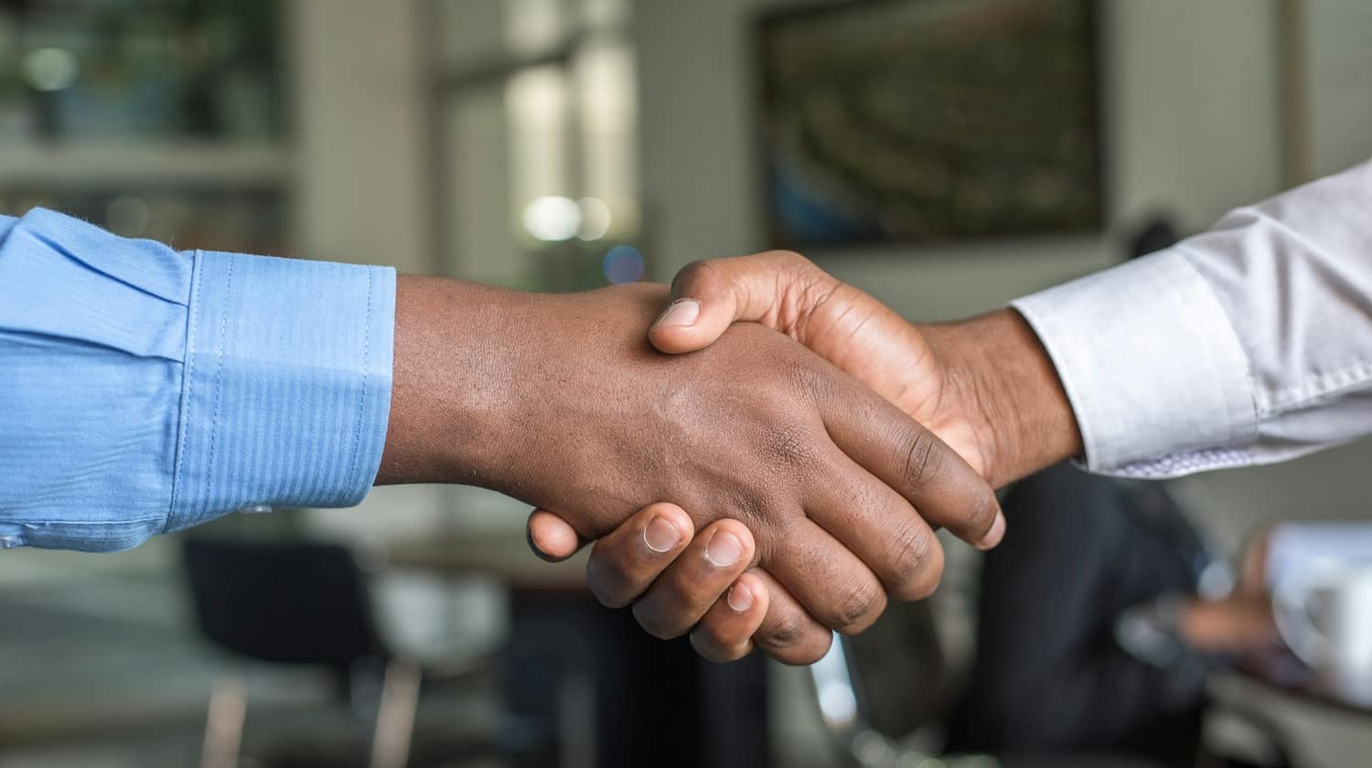 Two professionals shaking hands